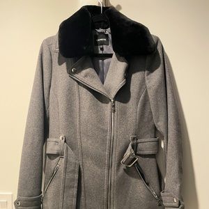 Faux fur collared coat